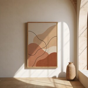 Minimalist Abstract Wall Art Abstract Organic Line Art Earthy Neutrals Art Modern Boho Decor for Living Room Art Print Home Decor Art Print