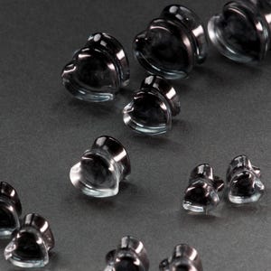Heart Plugs - Black Smoke Plugs - Epoxy Resin - Custom Plugs - Made to Order - Double Flare for Stretched Ears