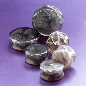8-50MM - MONOCHROME - Smoke Plugs - Epoxy Resin - Made to order - 8-50MM - Stretched Ears - Double Flare Plugs - Monochrome