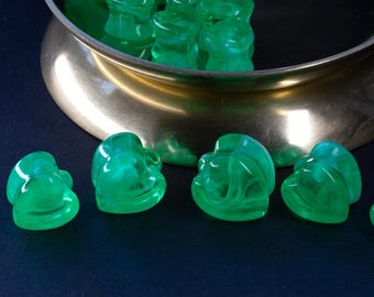Heart Plugs - Stretched Ears - Ghost Green - White smoke effect - Plugs and Tunnels - Gauge Jewellery