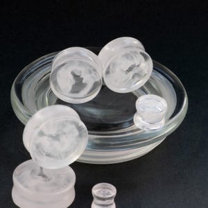 8-50MM - GHOST - Smoke Plugs - Epoxy Resin - Made to order - 8-50MM - Stretched Ears - Double Flare Plugs