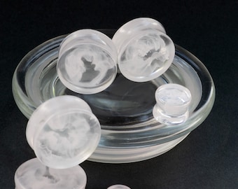 8-50MM - GHOST - Smoke Plugs - Epoxy Resin - Made to order - 8-50MM - Stretched Ears - Double Flare Plugs