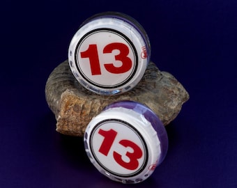 30MM (1.18") Plugs - Epoxy Resin Plugs - Stretched Ears - Unlucky 13 Bottlecap Design