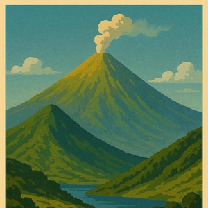 Vintage Poster - Guatemala - Fuego Volcano