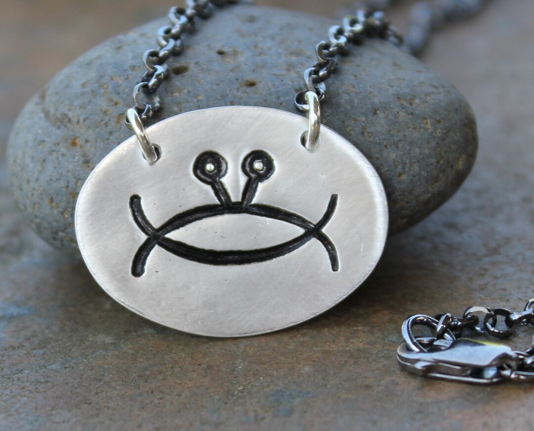 Minimalist Flying Spaghetti Monster FSM Symbol Necklace - Fine Silver ...