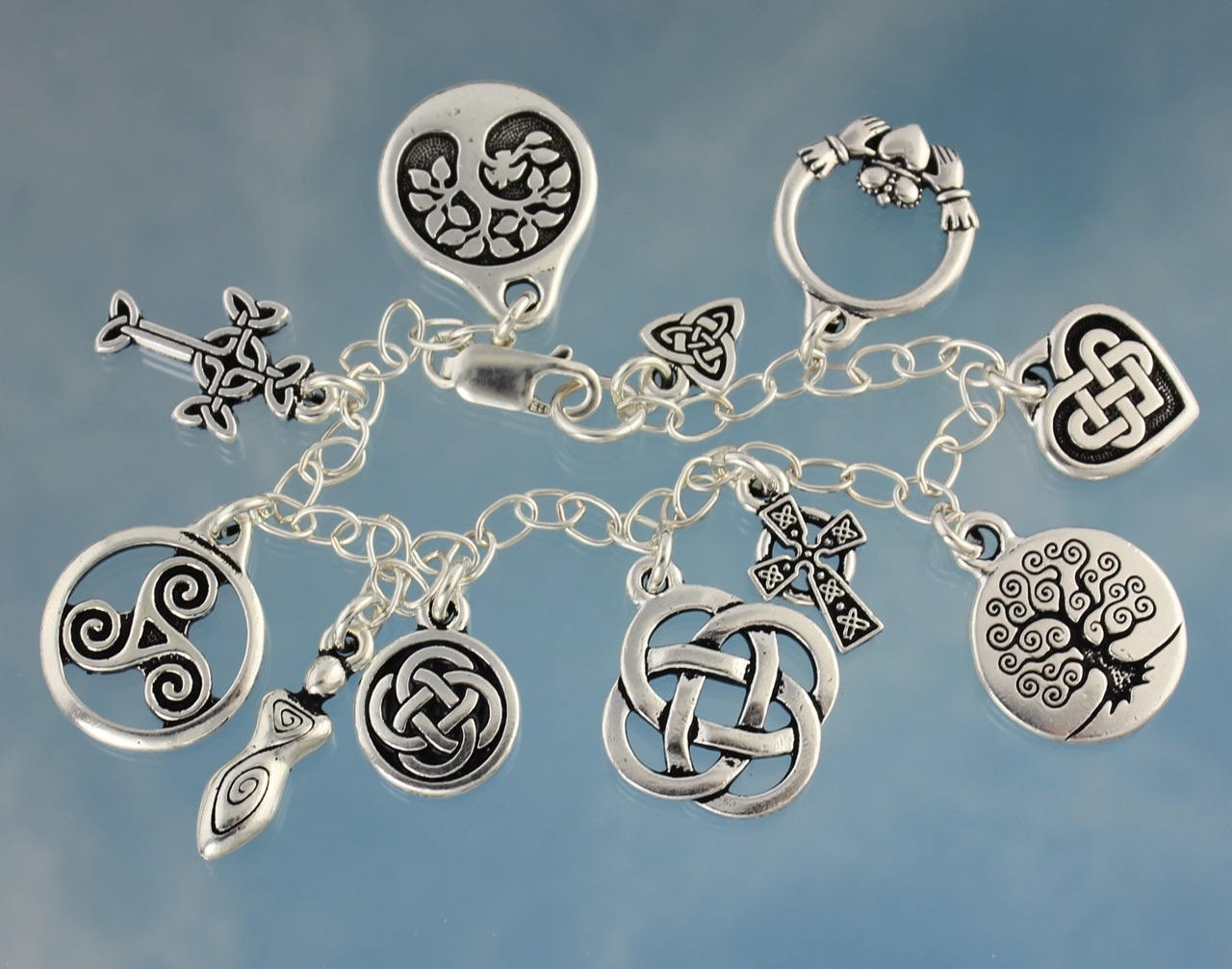 Celtic Symbols Silver Charm Bracelet Claddagh celtic knot Etsy