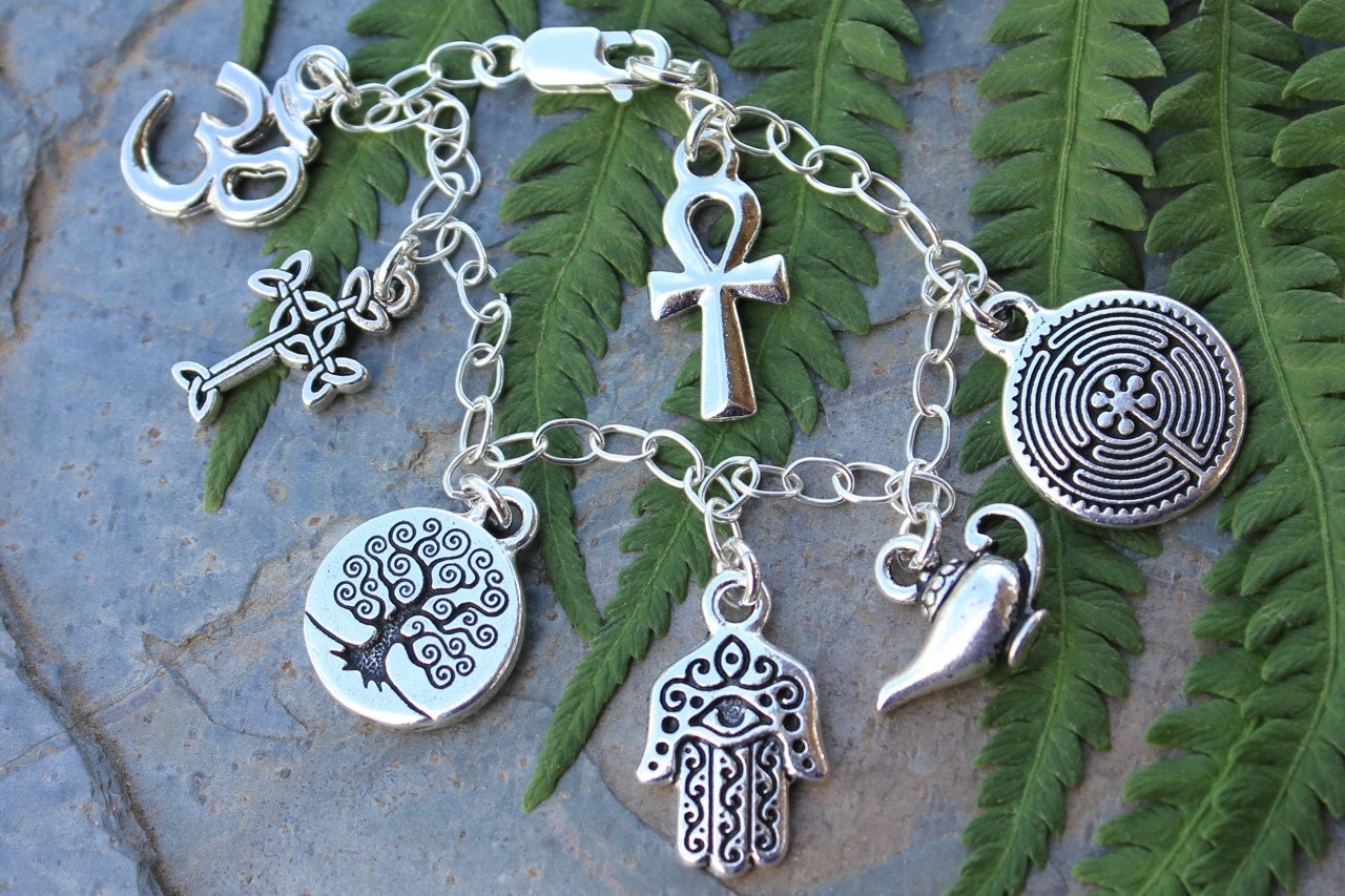 Ancient Religions Charm Bracelet om hamsa tree of life Etsy