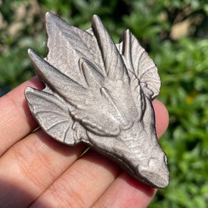 3&#39;&#39;+ Natural Silver Obsidian quartz,quartz crystal Dragon head,hand carved,Crystal skull,Dragon Skull,Home Decoration Crystal Gifts 1pc