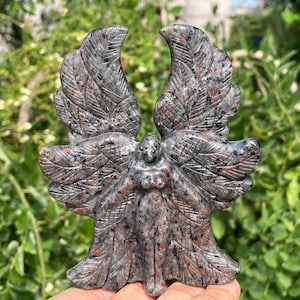 4.7&#39;&#39;+ Natural Yooperlite stone angel,quartz crystal elf,hand carved angel skull,Crystal Angel,Angel skull,Crystal Gifts 1pc