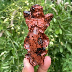 4&#39;&#39;+ Natural red obsidian quartz angel,quartz crystal elf,hand carved angel skull,Crystal Angel,Angel skull,Crystal Gifts 1pc