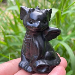 2.4&#39;&#39;+ Natural Obsidian quartz dragon skull,quartz crystal dragon,hand carved dragon,crystal Fly dragon skull,Crystal Gifts 1pc