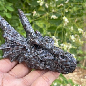 5.3&#39;&#39;+ Natural Yooperlite Stone quartz,quartz crystal dragon,hand carved,Crystal Dragon head,Dragon skull,Home Decoration Crystal Gifts 1pc