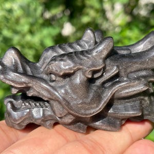 2.7&#39;&#39;+ Natural Silver Obsidian quartz,quartz crystal Dragon head,hand carved,Crystal skull,Dragon Skull,Home Decoration Crystal Gifts 1pc