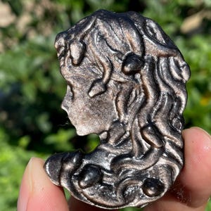 2.2&#39;&#39;+ Natural Silver Obsidian quartz,quartz crystal,hand carved,Crystal Medusa,Medusa Skull,Home Decoration Crystal Gifts 1pc