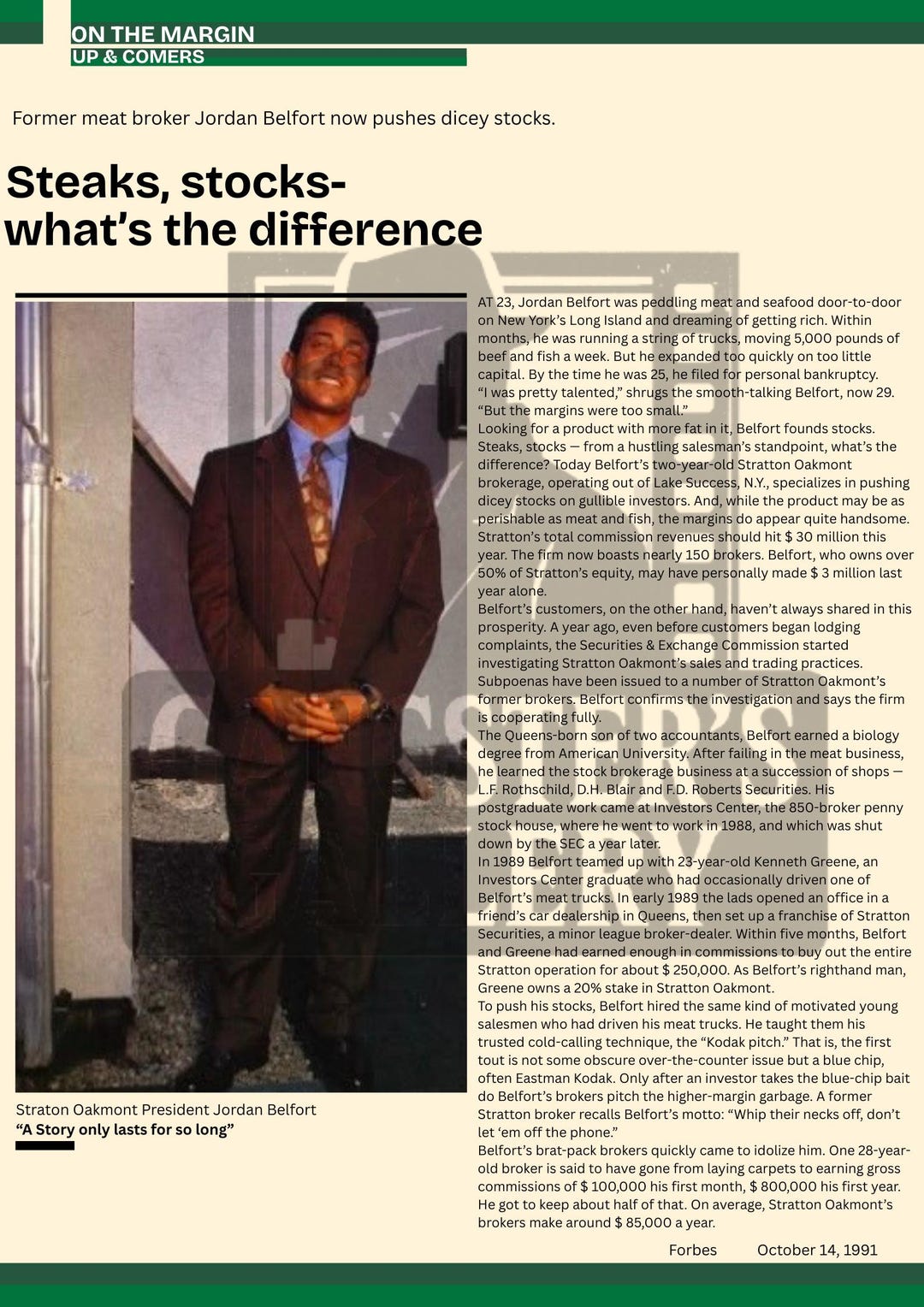 Jordan Belfort Wolf of Wall Street Newspaper