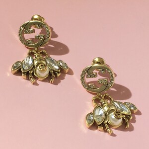 Vintage stylish Gucci Bee Diamond Dangling Earrings