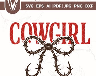 SVG de vaquera / Lazo de alambre de púas estilo western, PNG retro (descarga digital)