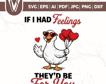 Divertente oca anti-San Valentino in formato SVG, design retrò con anatra per San Valentino (download digitale)