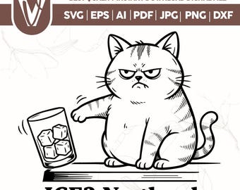 Sarkastische Katze Meme SVG, lustige mürrische Katze, Eis Nein Danke (Digitale Dateien)