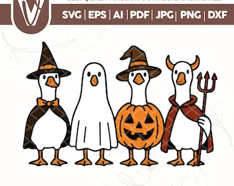 Funny Boo Ghost Goose SVG, Clipart d'oie d'Halloween squelette, conception de chemise automne, sublimation effrayante mignon PNG, déco d'Halloween automne, Cricut
