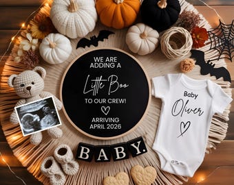 Halloween Pregnancy Announcement Digital,Little Boo Social Media Reveal,Spooky Baby Reveal,New Little Boo,Instant Canva Editable Template