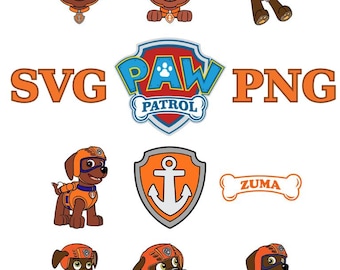 Paw Patrol Zuma Digital Files- Paw Patrol Zuma Digital Prints- Cartoon- Svg- Png-