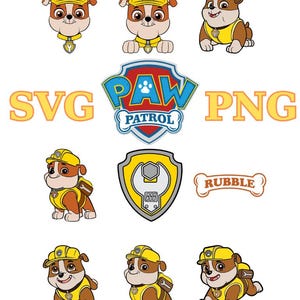 Archivos digitales de Rubble de la Patrulla Canina - Impresiones digitales de Rubble de la Patrulla Canina - Dibujos animados - SVG - Png -