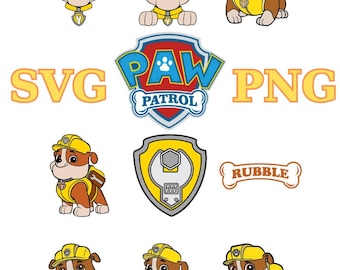 Archivos digitales de Rubble de la Patrulla Canina - Impresiones digitales de Rubble de la Patrulla Canina - Dibujos animados - SVG - Png -