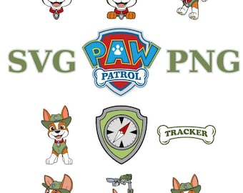 Paw Patrol Tracker Digital Files- Paw Patrol Tracker Digital Prints- Cartoon- Svg- Png-