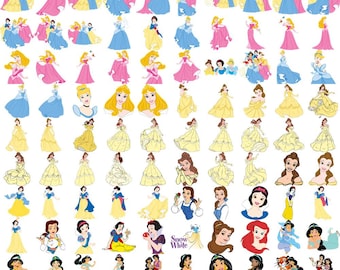 Princess Svg- Princess Digital Files- Princess Png- Digital Stickers- Cartoon- Digital Bundle