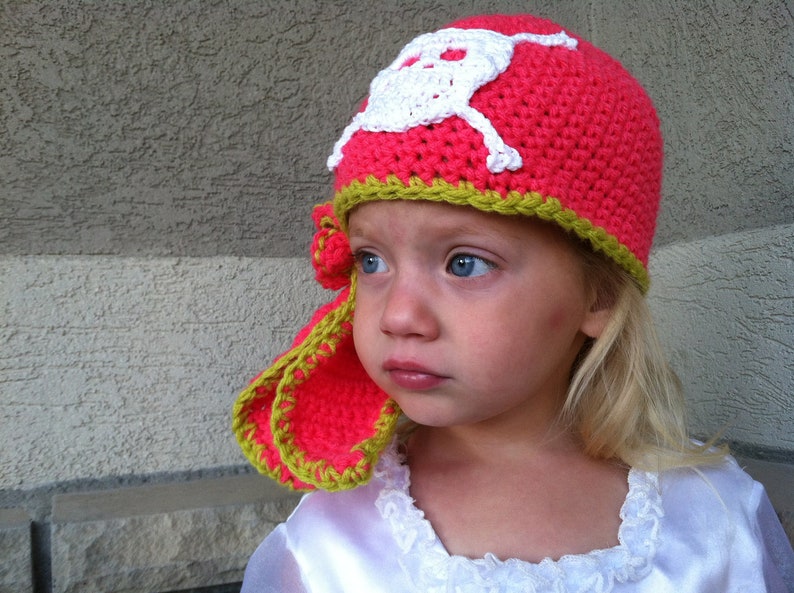 CROCHET PATTERN Hat Pink Pirate Hat Bandana and Flower PDF - Etsy