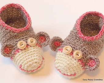 CROCHET PATTEN - slippers, sock monkey, boots, shoes, children, PDF file