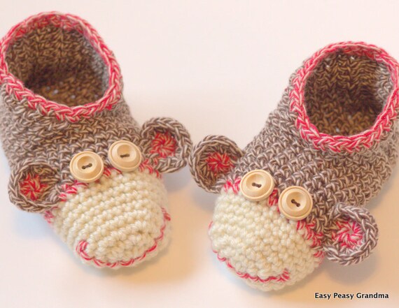 CROCHET PATTEN Slippers Sock Monkey Boots Shoes Children PDF File Etsy Canada