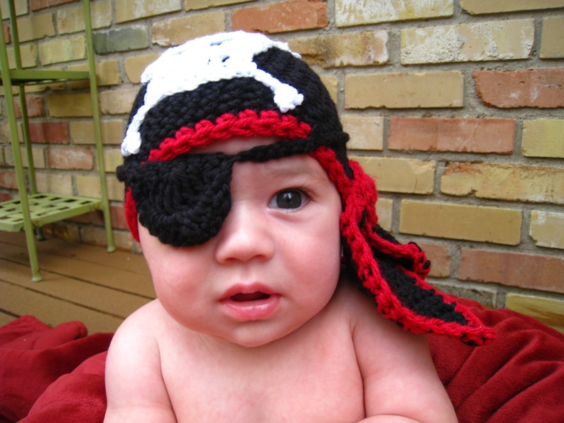 CROCHET PATTERN Hat, Baby Pirate Hat, Hat, Bandana, Eye Patch PDF