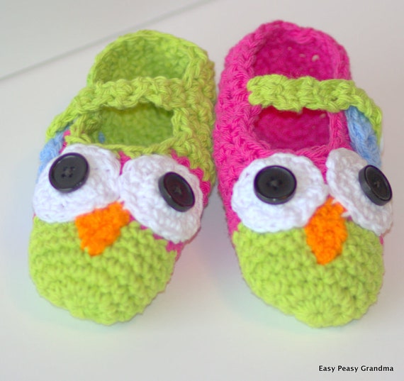 CROCHET PATTERN slippers shoes owl booties children | Etsy
