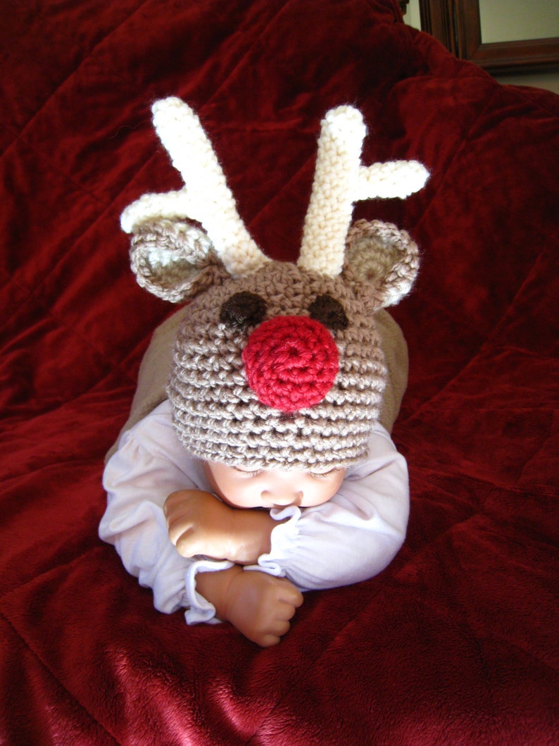 CROCHET PATTERN hat, reindeer, baby, cap, beanie, photo prop, PDF file image 5