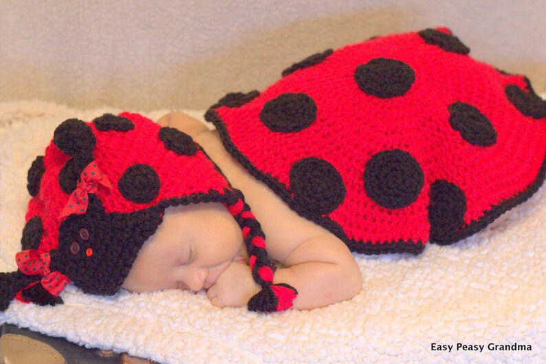 CROCHET PATTERN Ladybug, Newborn, Baby, Photo, Prop, Blanket, PDF File