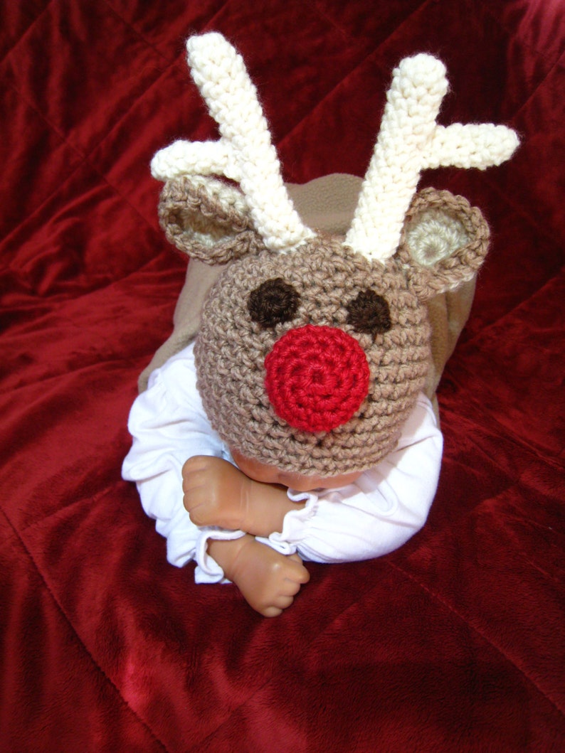 CROCHET PATTERN hat, reindeer, baby, cap, beanie, photo prop, PDF file image 2