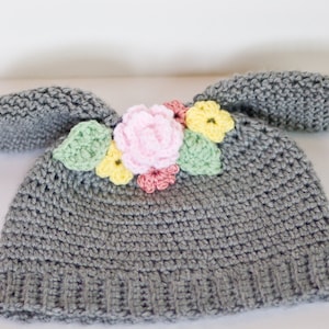 Crochet Pattern, Bunny, hat, beanie, cap, rabbit, baby, child, adult, PDF, 4 sizes