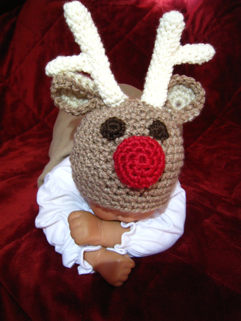 CROCHET PATTERN hat, reindeer, baby, cap, beanie, photo prop, PDF file image 4