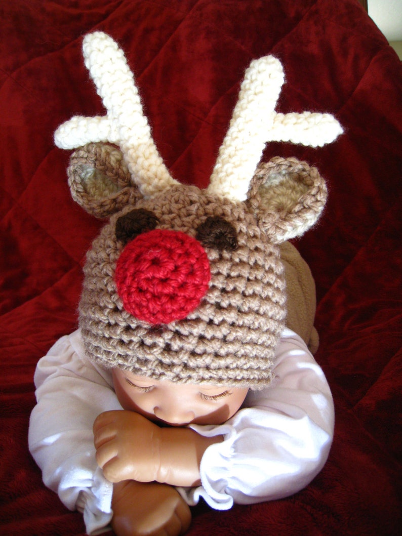 CROCHET PATTERN hat, reindeer, baby, cap, beanie, photo prop, PDF file image 3