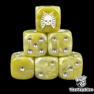 Boneforged Legion Würfel Bone White Resin W6 für Grimdark Wargames, Deathbound Konstrukte, Beinhaus beherbergt Armeen der ewigen Zucht.