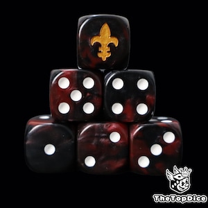 Martyrs Wrath Dice Schwarz & Rot Resin W6 für Grimdark Kriegsspiele, Crimson Sci-Fi Fanatical Sisterhood Armies of Faith.