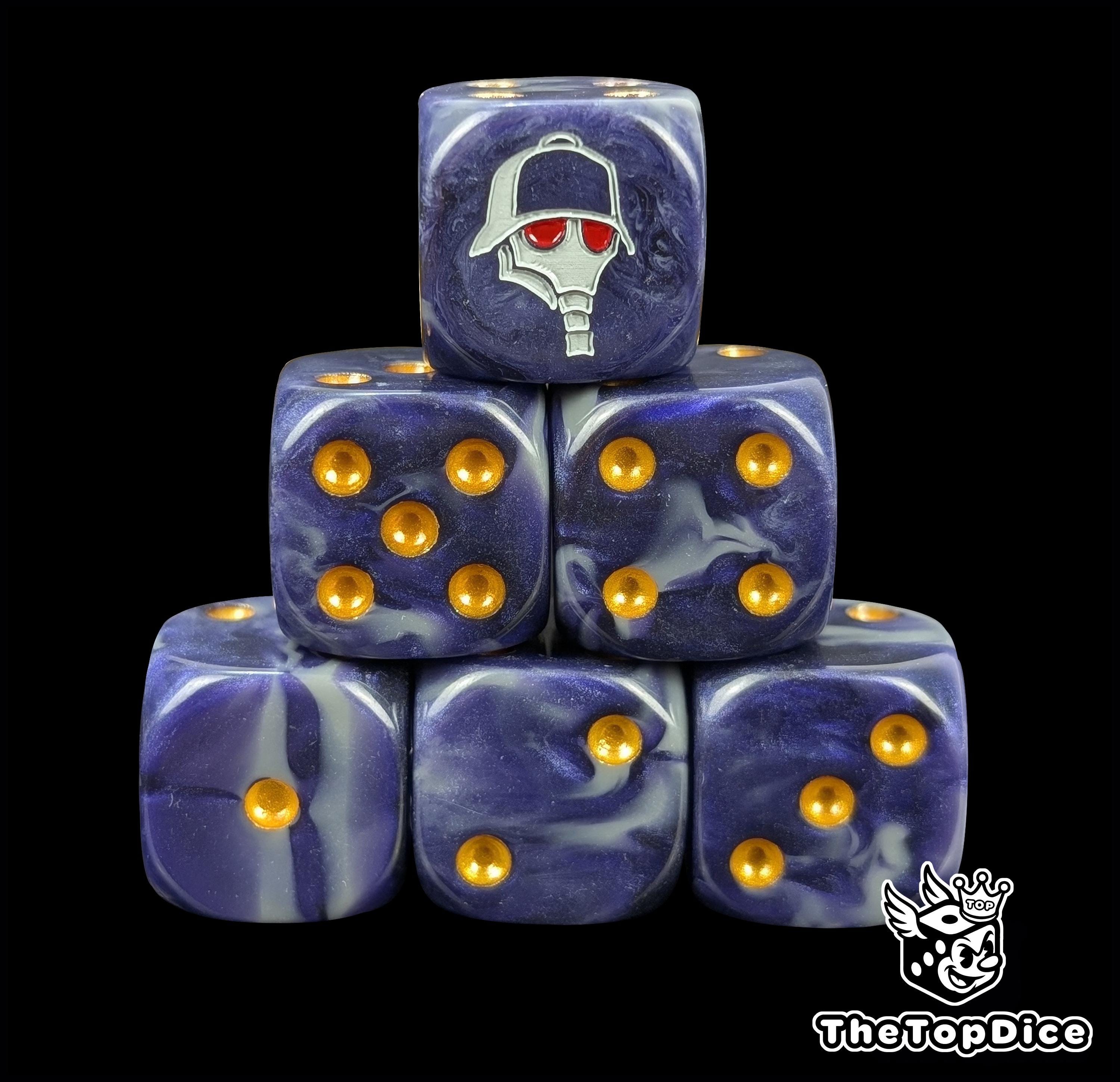 Korps Blade Dice Dark Blue Resin D6 for Grimdark Wargames, Gas Masked Trencher Regiments & Sci-Fi Skull Marked Infantry Lines.