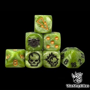 Frog Team Dice Set Fantasy Football Dice for Tabletop Games, Aztec Themed Resin D6, Amphibian Marker Dice for Miniature Sports