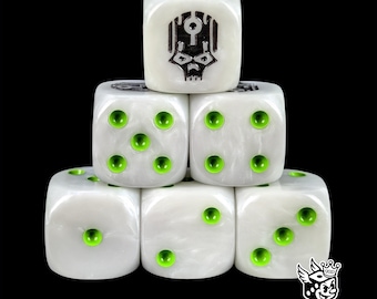 Bone Android Skull Dice Ancient Machine D6 for Grimdark Sci-Fi Wargames, Deathless Armies, Miniature Battles & Tabletop Skirmish.