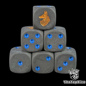 Set Raro Di 6 Dadi D6 Da 15mm, Colore Nero Oro Nebbia, Nuovi, Dice & Games LTD - Foto 5