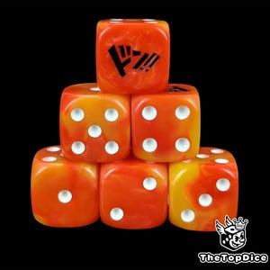 Dés anime personnalisé TCG DON, paire de dés, dés symbole Don, dés TCG, accessoires tcg, dés D6 en résine 16 mm, dés orange.