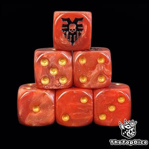 Crimson Skull Mark Würfel rot Resin W6 für Grimdark Fantasy Kriegsspiele, Chaos Bands, Blood Cult Krieger & Skullbound Slaughter Armeen.