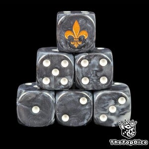 Sacred Order Wargame Dice for Sci-Fi Miniature Armies Black Base with Gold Icon, Grimdark D6 for Tabletop Battles & Campaign Play.
